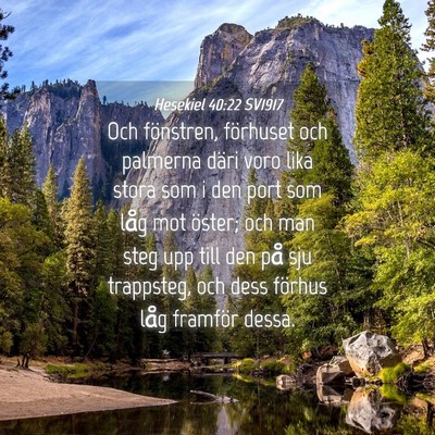 Picture 04 - Hesekiel 40:22 SV1917 - Och fönstren, förhuset och palmerna däri voro - Bible Verse Picture