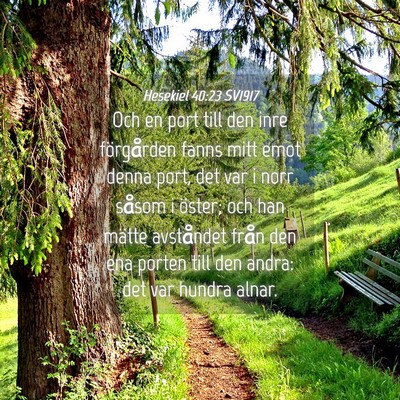Picture 04 - Hesekiel 40:23 SV1917 - Och en port till den inre förgården fanns mitt - Bible Verse Picture