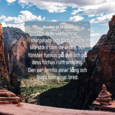 Picture 04 - Hesekiel 40:29 SV1917 - Och dess vaktkamrar, murpelare och förhus voro - Bible Verse Picture