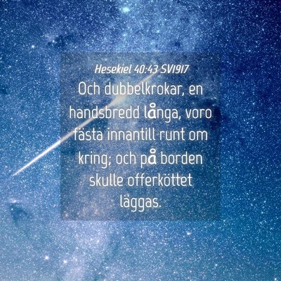 Picture 04 - Hesekiel 40:43 SV1917 - Och dubbelkrokar, en handsbredd långa, voro - Bible Verse Picture