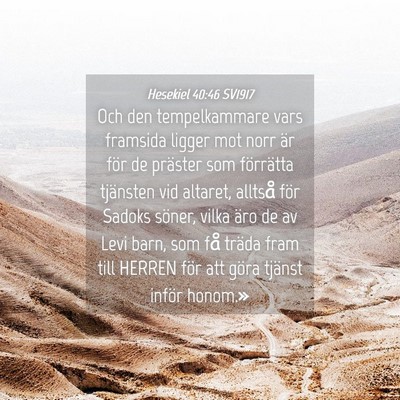 Picture 04 - Hesekiel 40:46 SV1917 - Och den tempelkammare vars framsida ligger mot - Bible Verse Picture