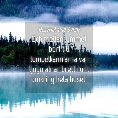 Picture 04 - Hesekiel 41:10 SV1917 - Och mellanrummet bort till tempelkamrarna var - Bible Verse Picture
