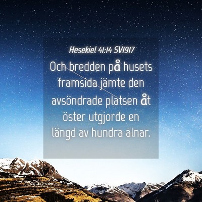 Picture 04 - Hesekiel 41:14 SV1917 - Och bredden på husets framsida jämte den - Bible Verse Picture