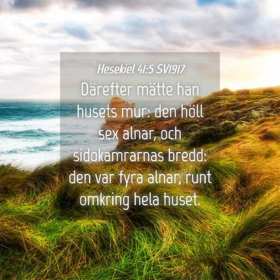Picture 04 - Hesekiel 41:5 SV1917 - Därefter mätte han husets mur: den höll sex - Bible Verse Picture