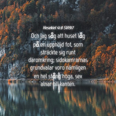Picture 04 - Hesekiel 41:8 SV1917 - Och jag såg att huset låg på en upphöjd fot, - Bible Verse Picture