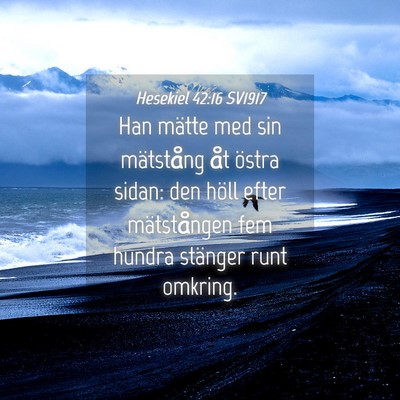 Picture 04 - Hesekiel 42:16 SV1917 - Han mätte med sin mätstång åt östra sidan: - Bible Verse Picture