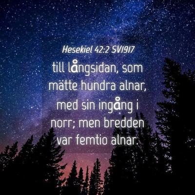 Picture 04 - Hesekiel 42:2 SV1917 - till långsidan, som mätte hundra alnar, med sin - Bible Verse Picture
