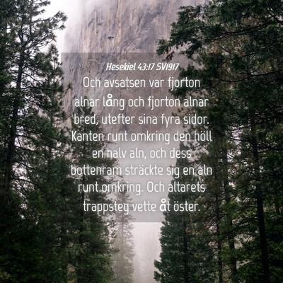 Picture 04 - Hesekiel 43:17 SV1917 - Och avsatsen var fjorton alnar lång och fjorton - Bible Verse Picture