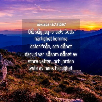 Picture 04 - Hesekiel 43:2 SV1917 - Då såg jag Israels Guds härlighet komma - Bible Verse Picture