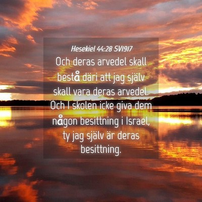 Picture 04 - Hesekiel 44:28 SV1917 - Och deras arvedel skall bestå däri att jag - Bible Verse Picture