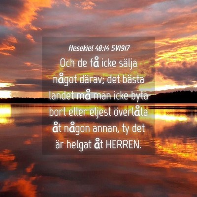 Picture 04 - Hesekiel 48:14 SV1917 - Och de få icke sälja något därav; det bästa - Bible Verse Picture