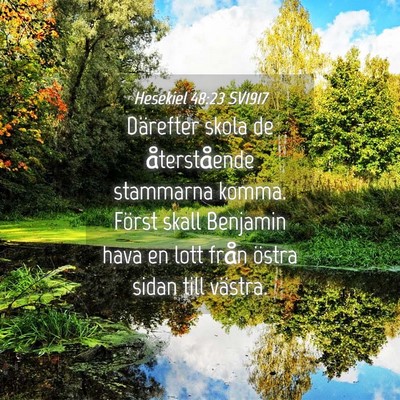 Picture 04 - Hesekiel 48:23 SV1917 - Därefter skola de återstående stammarna komma. - Bible Verse Picture