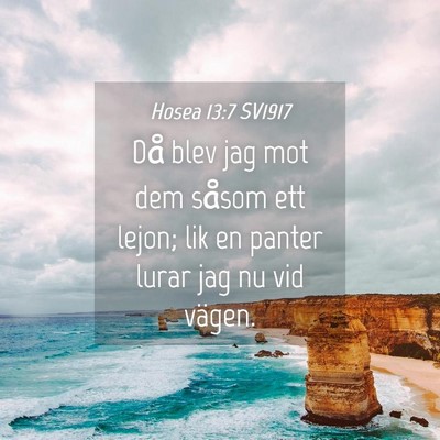 Picture 04 - Hosea 13:7 SV1917 - Då blev jag mot dem såsom ett lejon; lik en - Bible Verse Picture