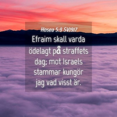 Picture 04 - Hosea 5:9 SV1917 - Efraim skall varda ödelagt på straffets dag; - Bible Verse Picture