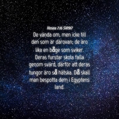 Picture 04 - Hosea 7:16 SV1917 - De vända om, men icke till den som är därovan; - Bible Verse Picture