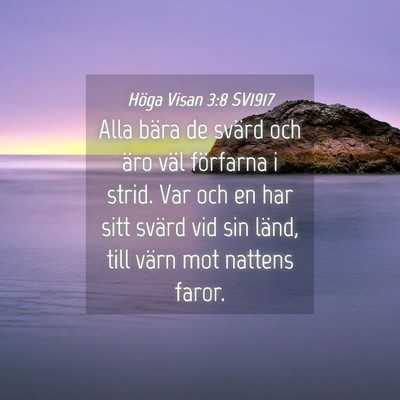 Picture 04 - Höga Visan 3:8 SV1917 - Alla bära de svärd och äro väl förfarna i - Bible Verse Picture