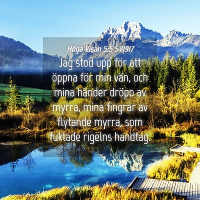 Picture 04 - Höga Visan 5:5 SV1917 - Jag stod upp för att öppna för min vän, och - Bible Verse Picture