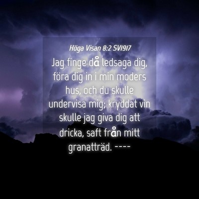 Picture 04 - Höga Visan 8:2 SV1917 - Jag finge då ledsaga dig, föra dig in i min - Bible Verse Picture