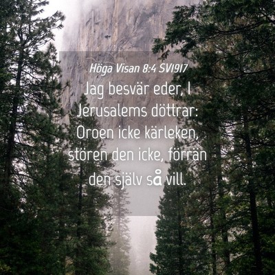 Picture 04 - Höga Visan 8:4 SV1917 - Jag besvär eder, I Jerusalems döttrar: Oroen - Bible Verse Picture
