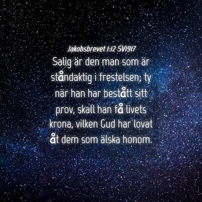 Picture 04 - Jakobsbrevet 1:12 SV1917 - Salig är den man som är ståndaktig i - Bible Verse Picture