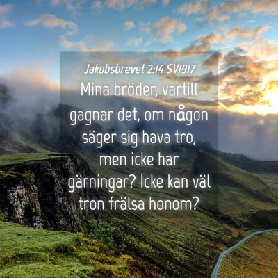 Picture 04 - Jakobsbrevet 2:14 SV1917 - Mina bröder, vartill gagnar det, om någon - Bible Verse Picture