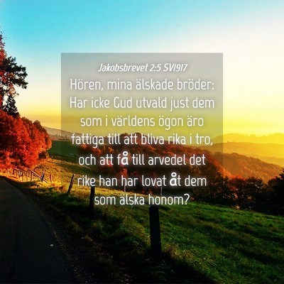 Picture 04 - Jakobsbrevet 2:5 SV1917 - Hören, mina älskade bröder: Har icke Gud - Bible Verse Picture