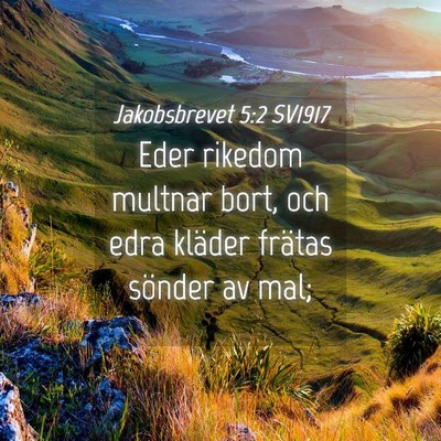 Picture 04 - Jakobsbrevet 5:2 SV1917 - Eder rikedom multnar bort, och edra kläder - Bible Verse Picture