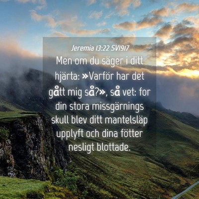 Picture 04 - Jeremia 13:22 SV1917 - Men om du säger i ditt hjärta: »Varför har - Bible Verse Picture