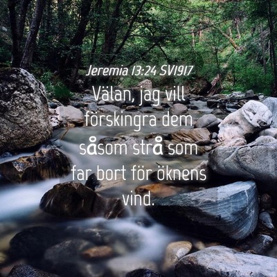 Picture 04 - Jeremia 13:24 SV1917 - Välan, jag vill förskingra dem såsom strå som - Bible Verse Picture