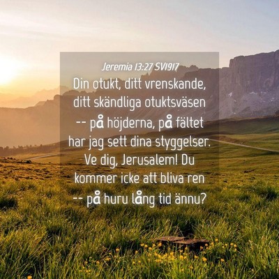 Picture 04 - Jeremia 13:27 SV1917 - Din otukt, ditt vrenskande, ditt skändliga - Bible Verse Picture