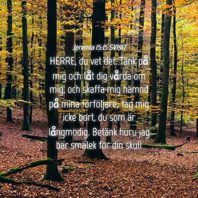 Picture 04 - Jeremia 15:15 SV1917 - HERRE, du vet det. Tänk på mig och låt dig - Bible Verse Picture