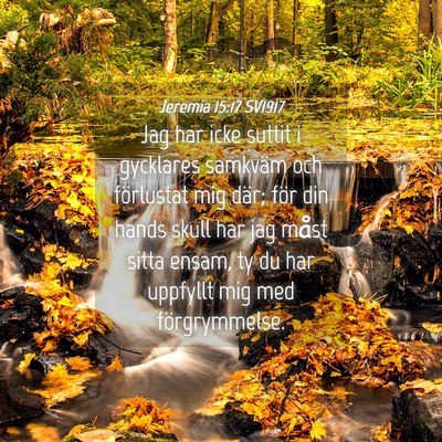 Picture 04 - Jeremia 15:17 SV1917 - Jag har icke suttit i gycklares samkväm och - Bible Verse Picture