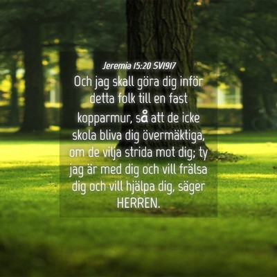 Picture 04 - Jeremia 15:20 SV1917 - Och jag skall göra dig inför detta folk till en - Bible Verse Picture