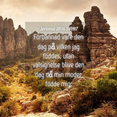 Picture 04 - Jeremia 20:14 SV1917 - Förbannad vare den dag på vilken jag föddes; - Bible Verse Picture