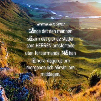 Picture 04 - Jeremia 20:16 SV1917 - Gånge det den mannen såsom det gick de städer - Bible Verse Picture