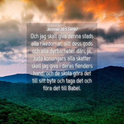 Picture 04 - Jeremia 20:5 SV1917 - Och jag skall giva denna stads alla rikedomar, - Bible Verse Picture