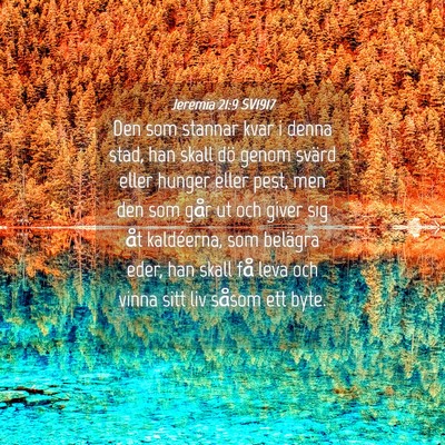 Picture 04 - Jeremia 21:9 SV1917 - Den som stannar kvar i denna stad, han skall dö - Bible Verse Picture
