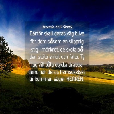 Picture 04 - Jeremia 23:12 SV1917 - Därför skall deras väg bliva för dem såsom - Bible Verse Picture
