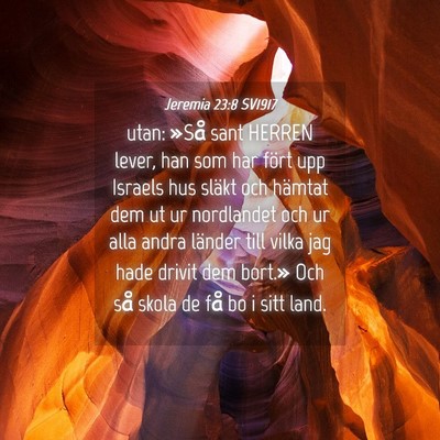 Picture 04 - Jeremia 23:8 SV1917 - utan: »Så sant HERREN lever, han som har fört - Bible Verse Picture