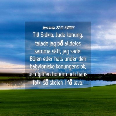 Picture 04 - Jeremia 27:12 SV1917 - Till Sidkia, Juda konung, talade jag på alldeles - Bible Verse Picture