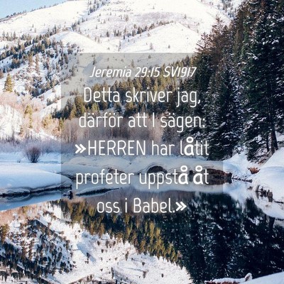 Picture 04 - Jeremia 29:15 SV1917 - Detta skriver jag, därför att I sägen: - Bible Verse Picture