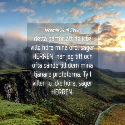 Picture 04 - Jeremia 29:19 SV1917 - detta därför att de icke ville höra mina ord, - Bible Verse Picture