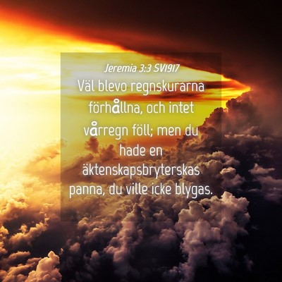 Picture 04 - Jeremia 3:3 SV1917 - Väl blevo regnskurarna förhållna, och intet - Bible Verse Picture