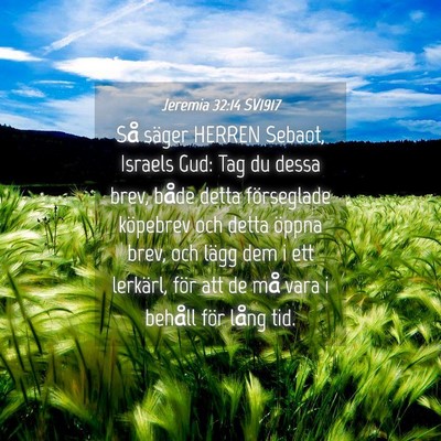 Picture 04 - Jeremia 32:14 SV1917 - Så säger HERREN Sebaot, Israels Gud: Tag du - Bible Verse Picture