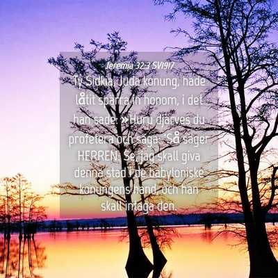 Picture 04 - Jeremia 32:3 SV1917 - Ty Sidkia, Juda konung, hade låtit spärra in - Bible Verse Picture
