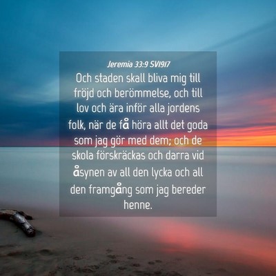 Picture 04 - Jeremia 33:9 SV1917 - Och staden skall bliva mig till fröjd och - Bible Verse Picture