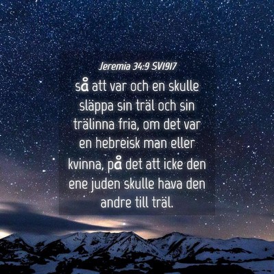 Picture 04 - Jeremia 34:9 SV1917 - så att var och en skulle släppa sin träl och - Bible Verse Picture