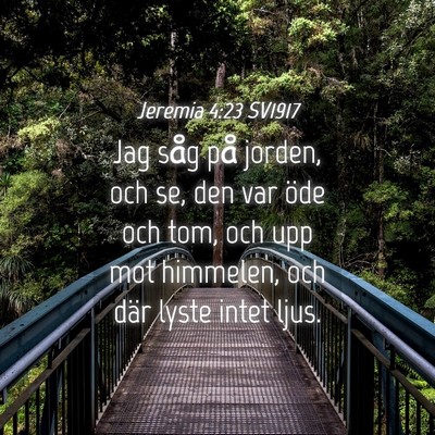 Picture 04 - Jeremia 4:23 SV1917 - Jag såg på jorden, och se, den var öde och - Bible Verse Picture