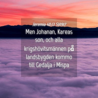 Picture 04 - Jeremia 40:13 SV1917 - Men Johanan, Kareas son, och alla - Bible Verse Picture