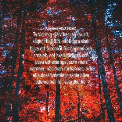 Picture 04 - Jeremia 49:13 SV1917 - Ty vid mig själv har jag svurit, säger HERREN, - Bible Verse Picture